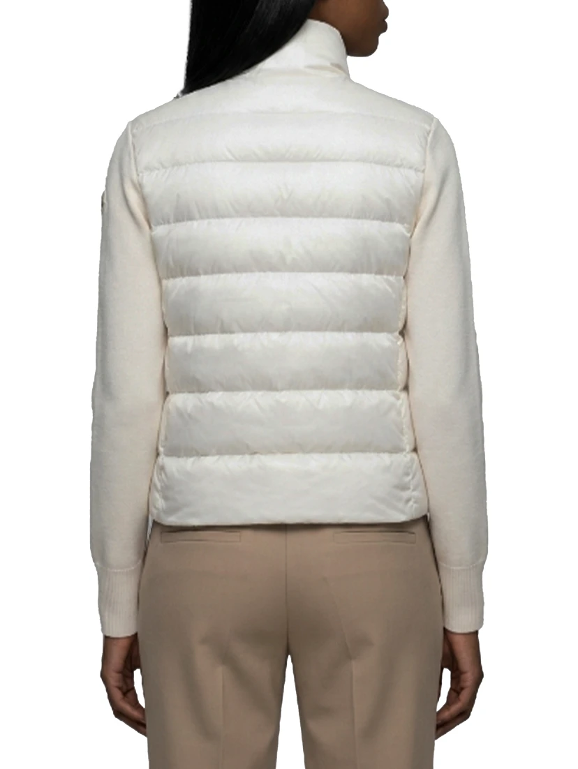 Padded wool zip-up cardigan