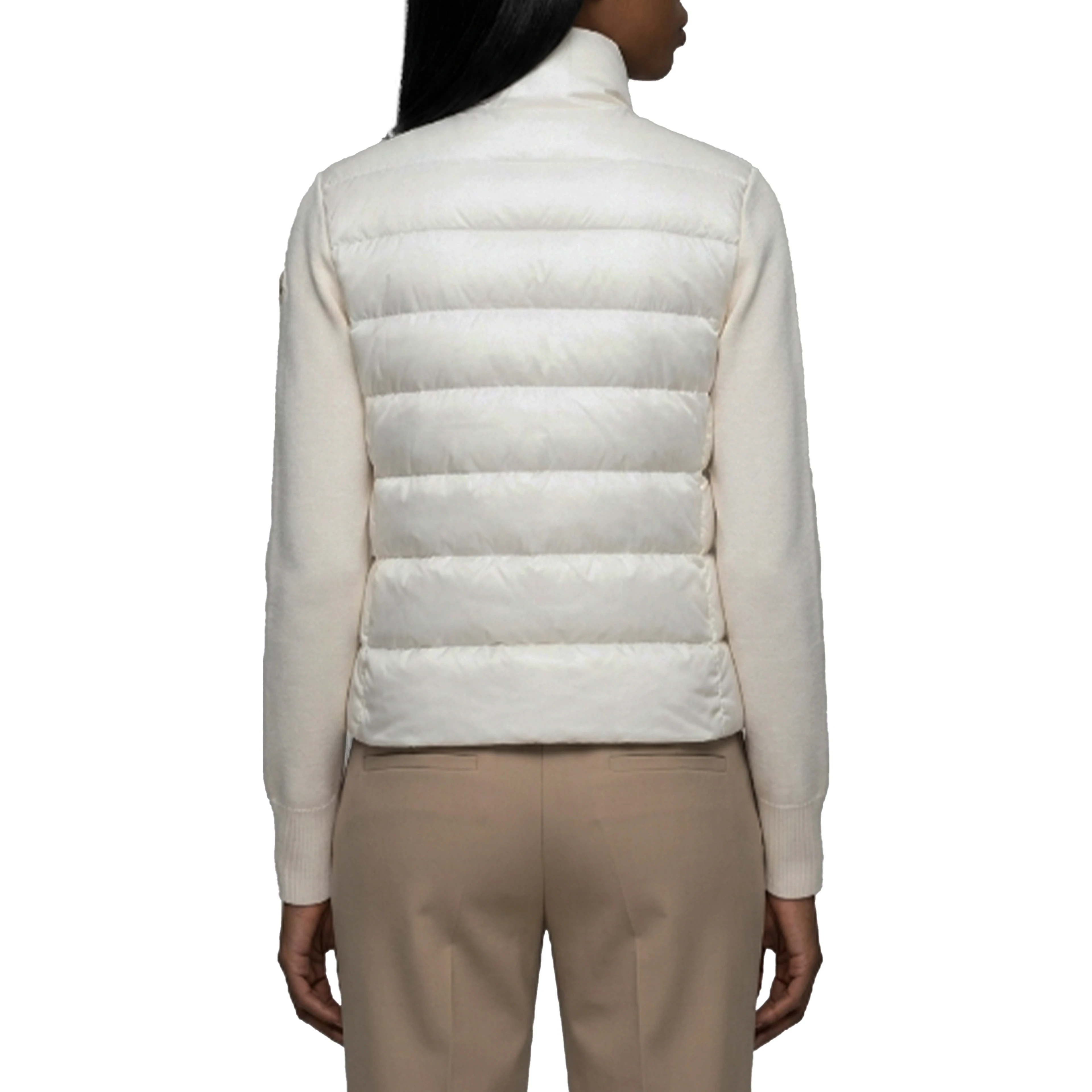Padded wool zip-up cardigan