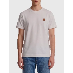 Cotton t-shirt with leather logo