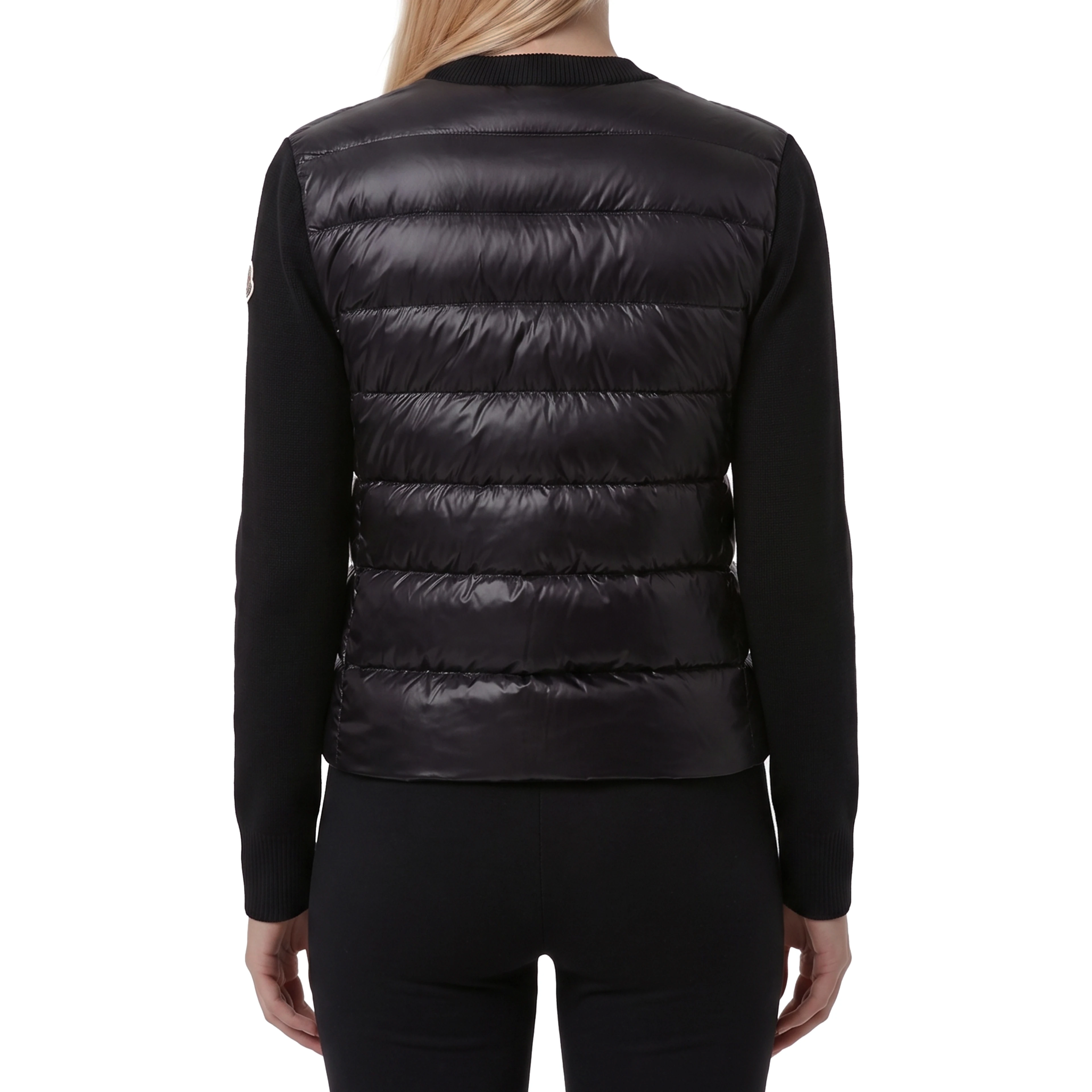 Padded wool zip-up cardigan