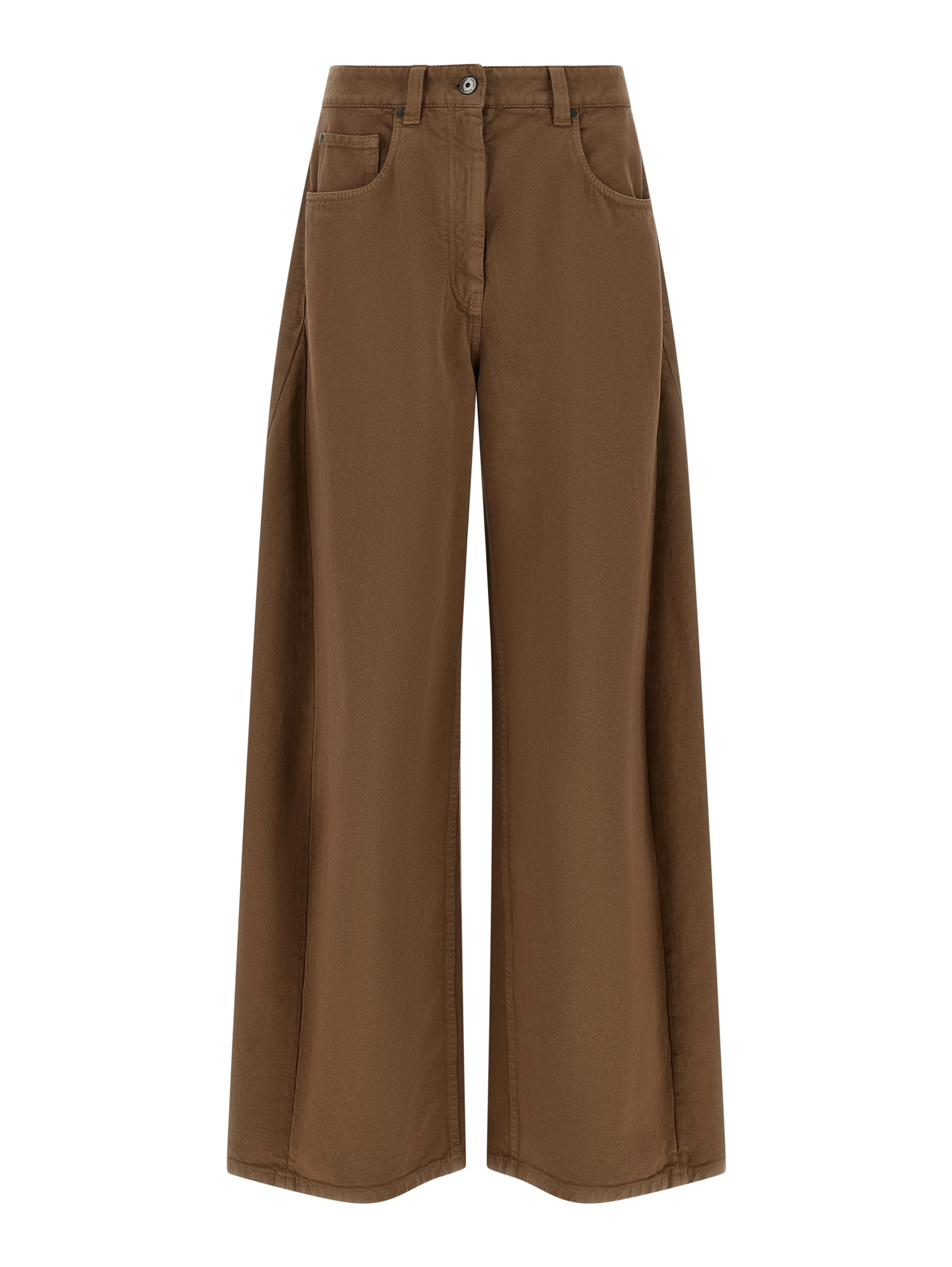 Brown Cotton Casual Pants