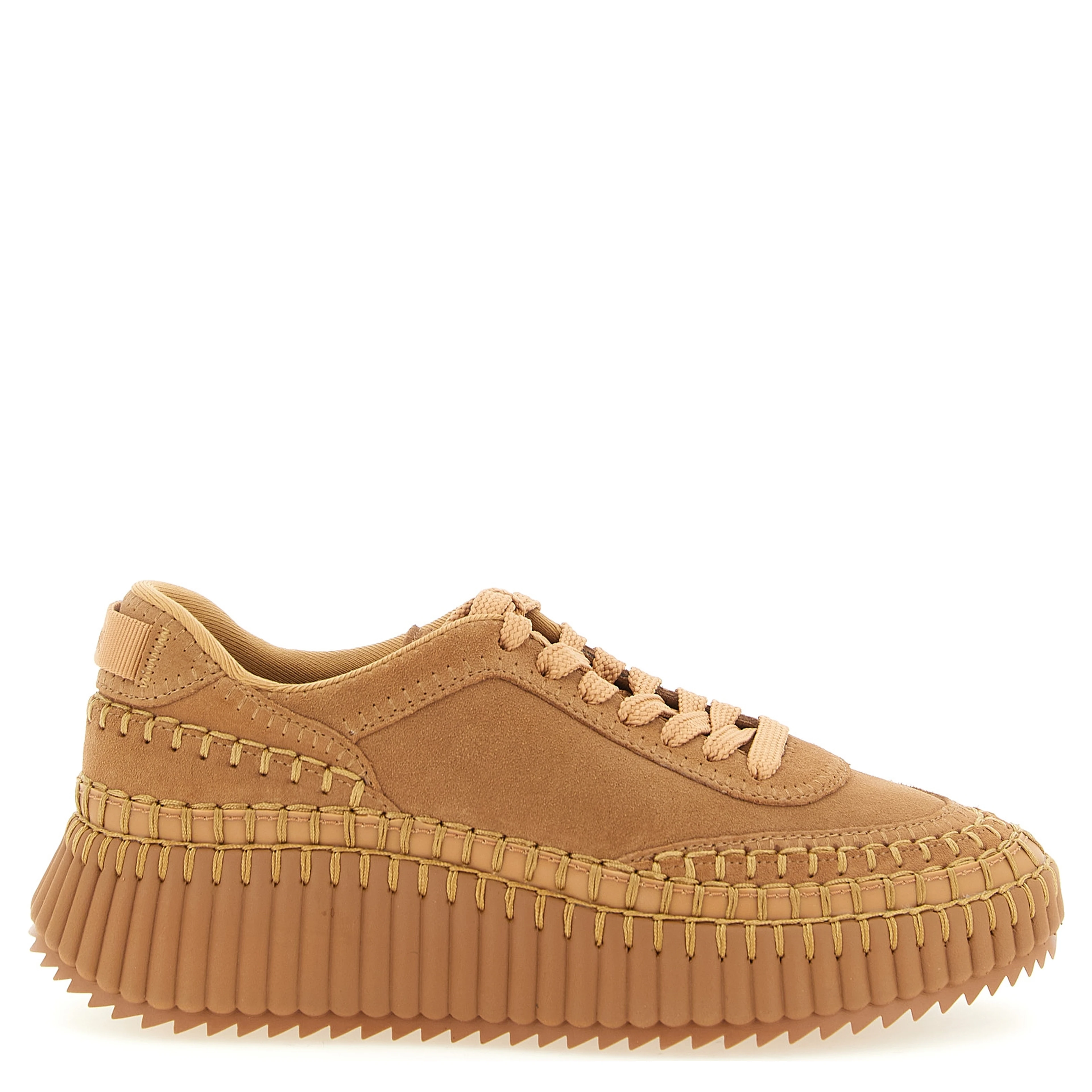 Beige Polyester Platform Sneakers