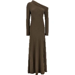 Brown Viscose Long Dress