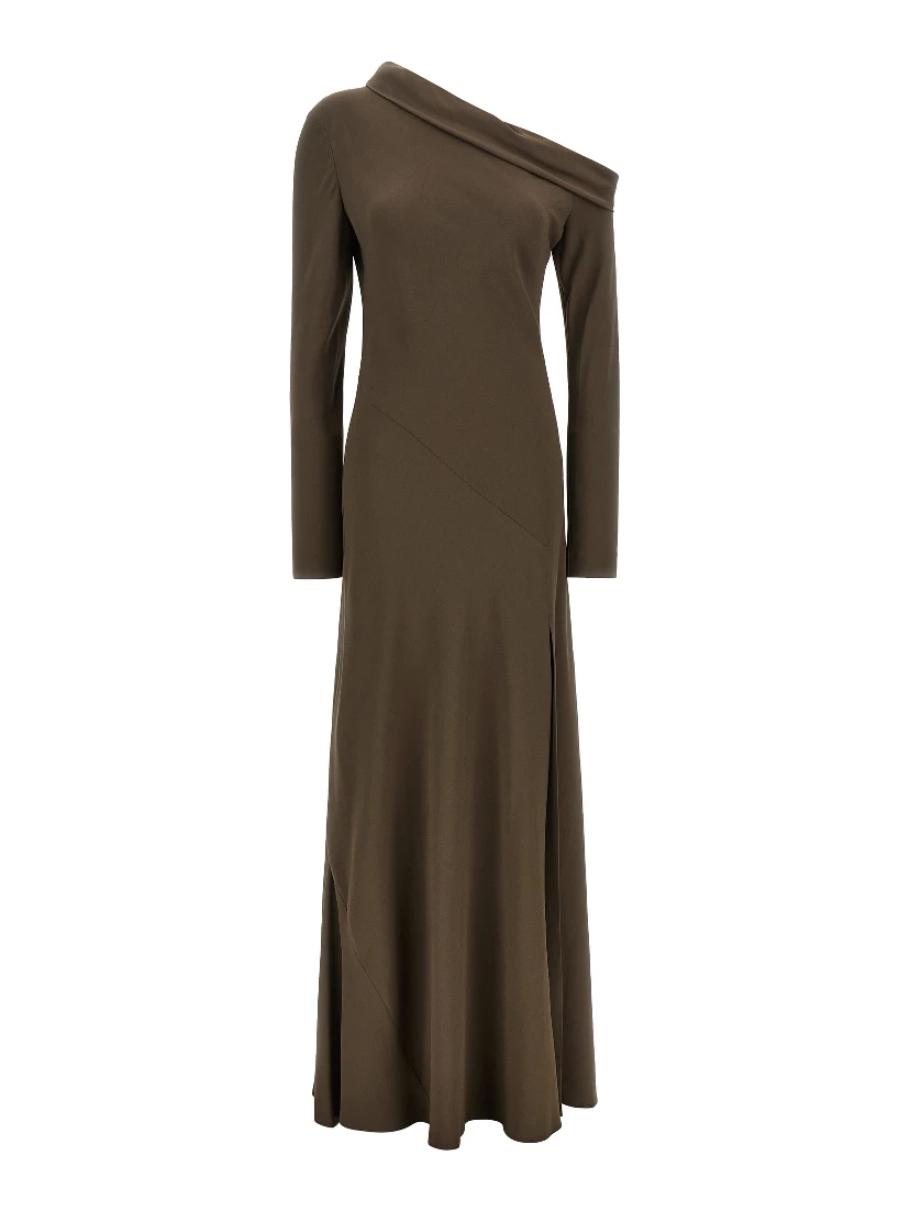 Brown Viscose Long Dress