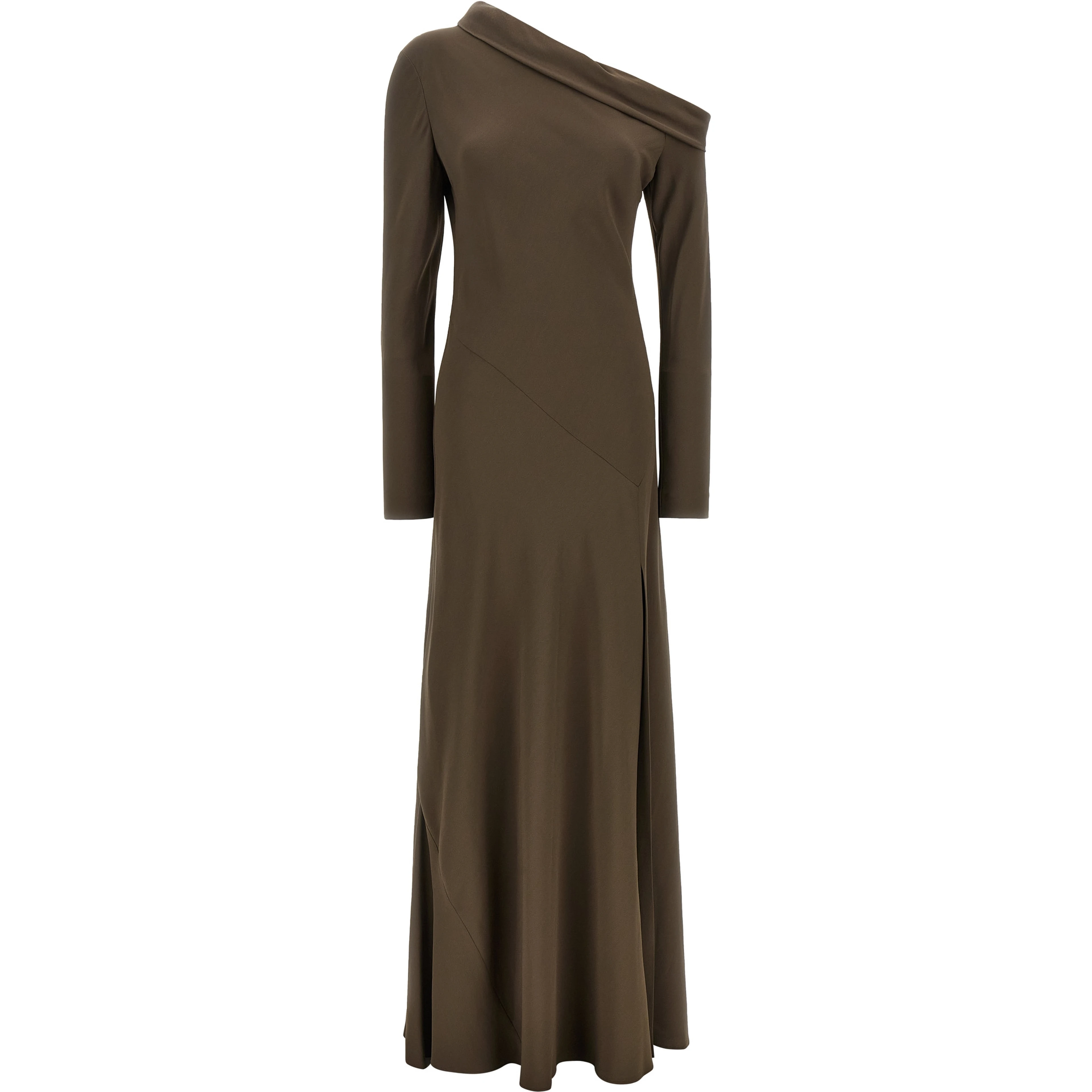 Brown Viscose Long Dress