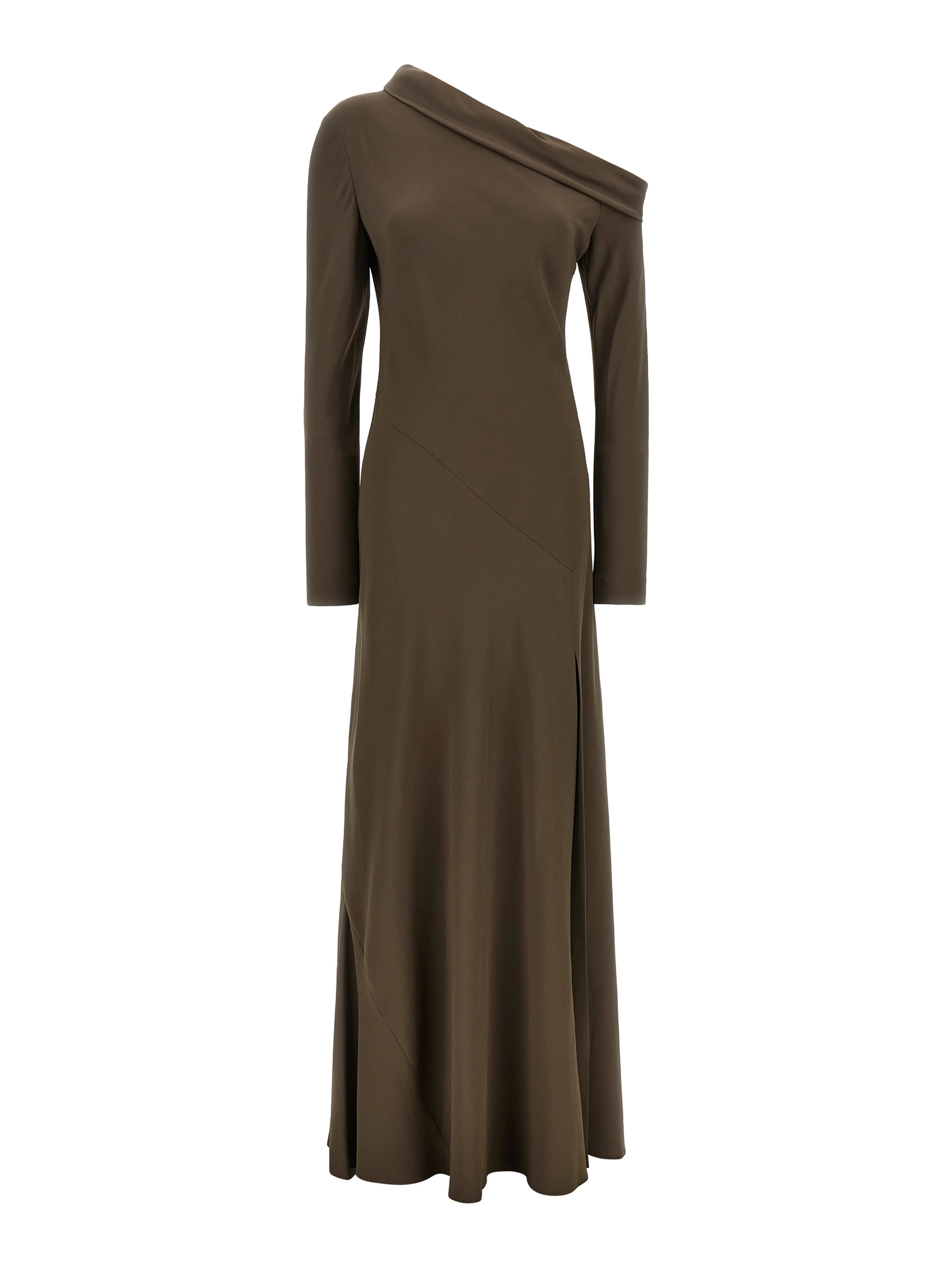 Brown Viscose Long Dress