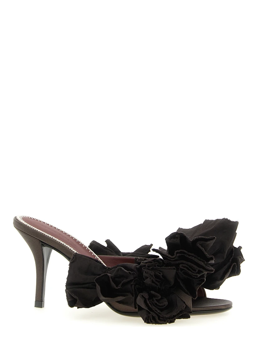 Brown Viscose Stiletto Heel Sandals