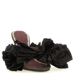 Brown Viscose Stiletto Heel Sandals