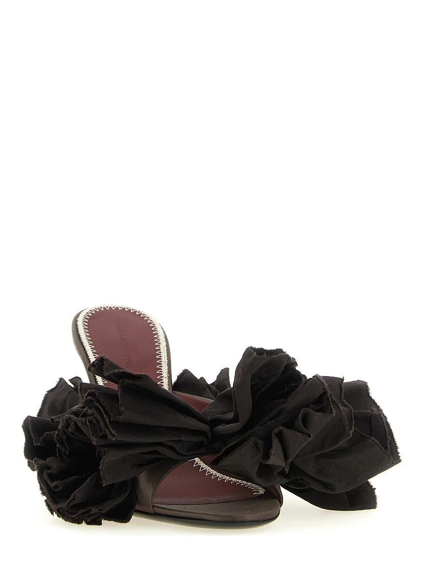 Brown Viscose Stiletto Heel Sandals