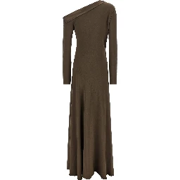 Brown Viscose Long Dress