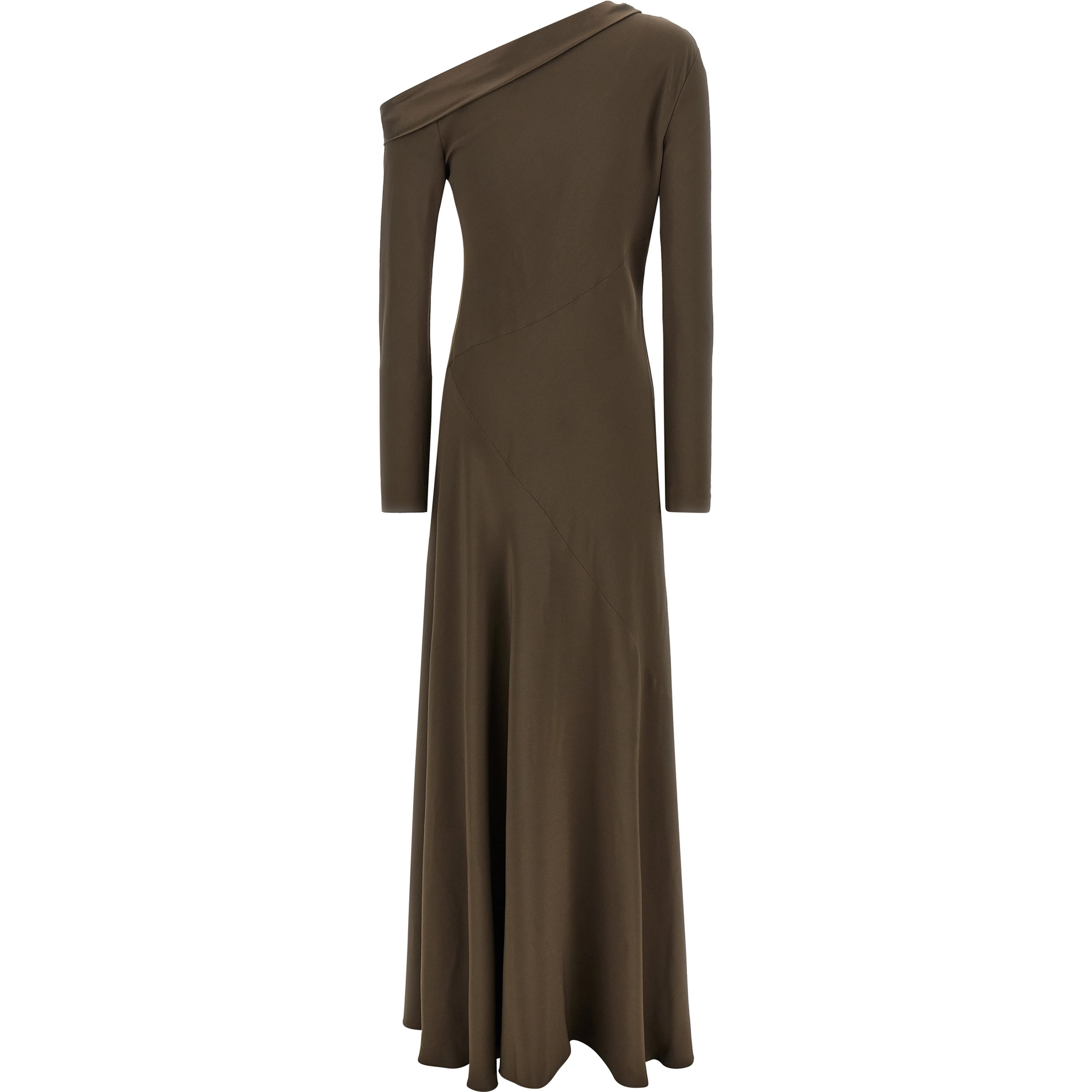 Brown Viscose Long Dress