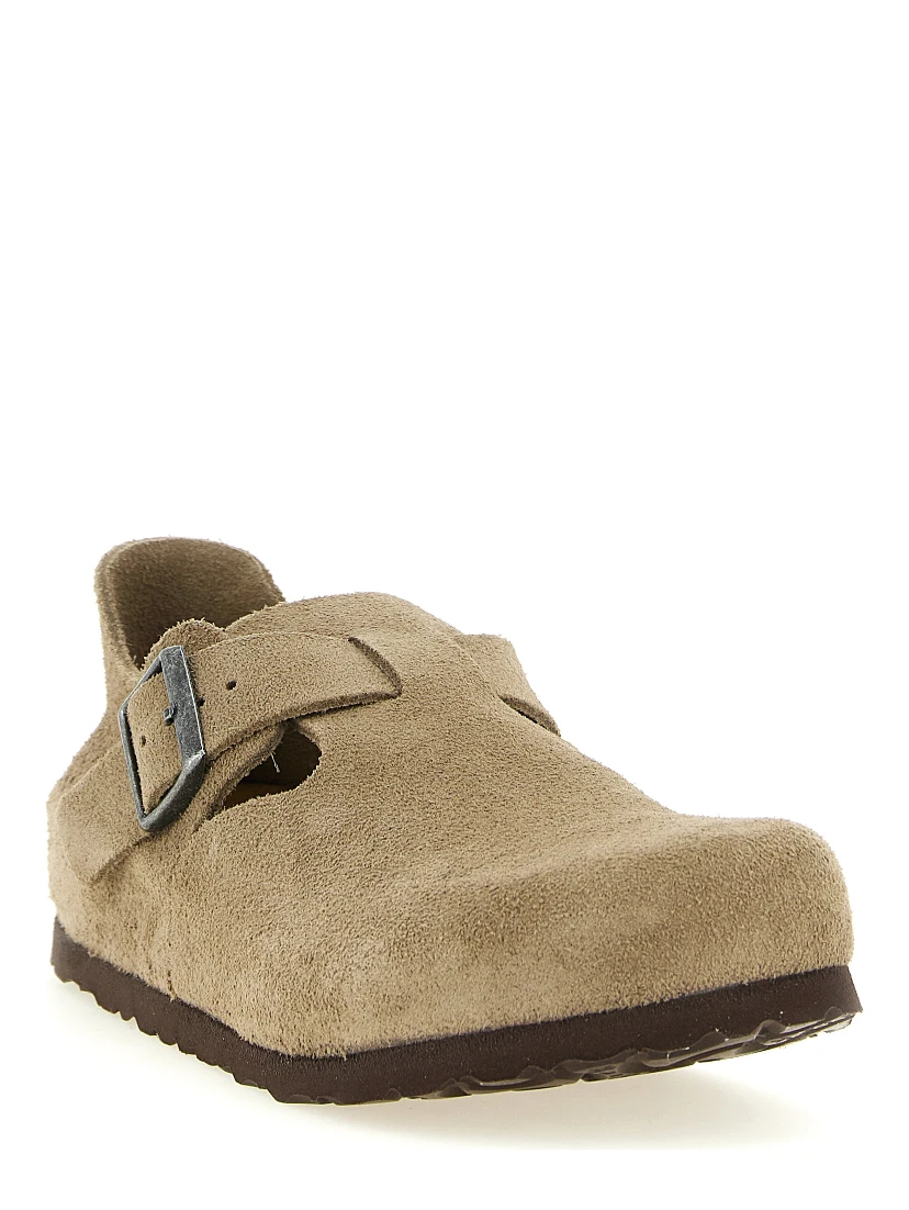 Beige Suede Leather Clogs