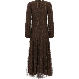Brown Polyester Long Dress