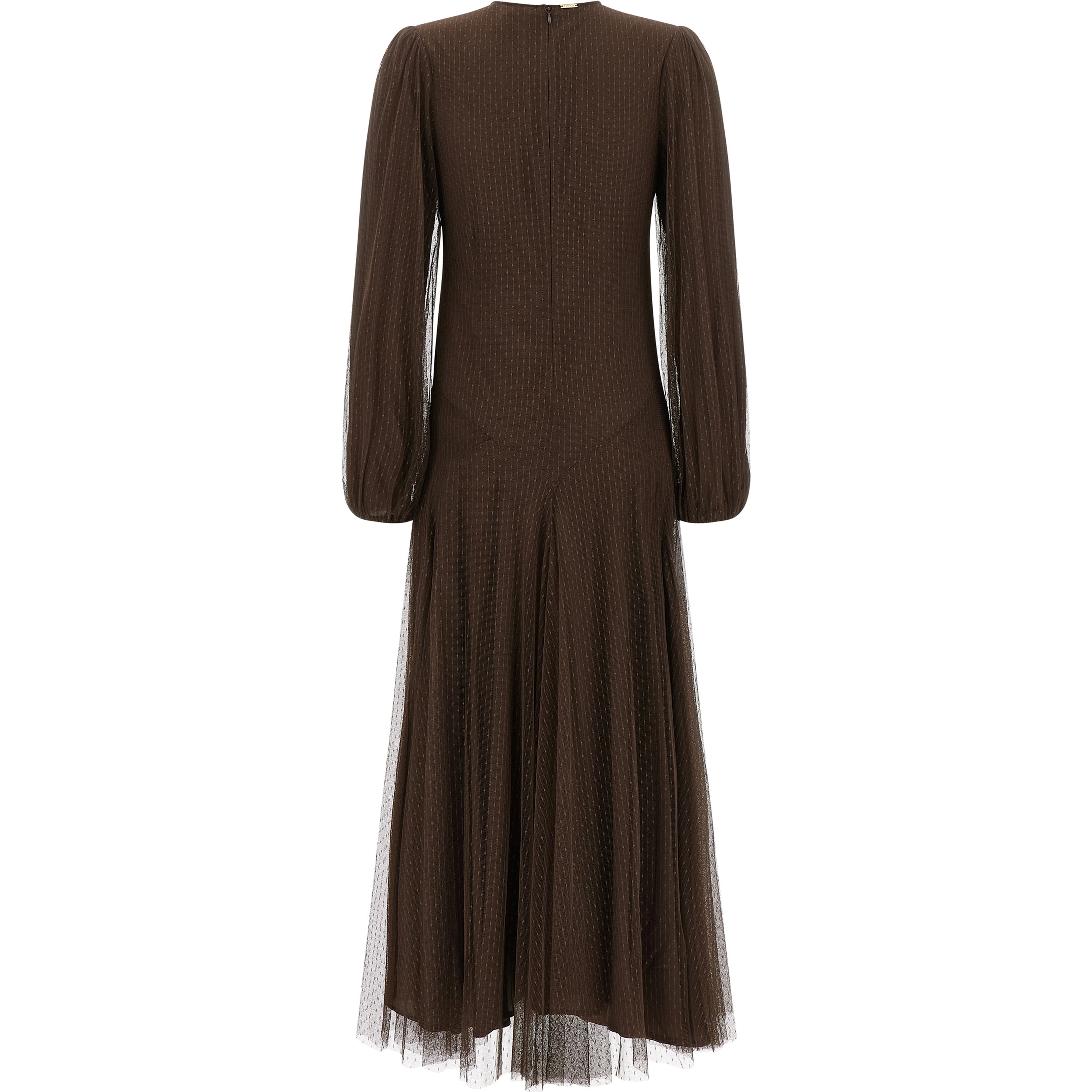 Brown Polyester Long Dress