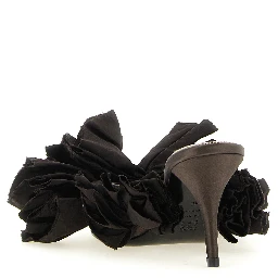 Brown Viscose Stiletto Heel Sandals