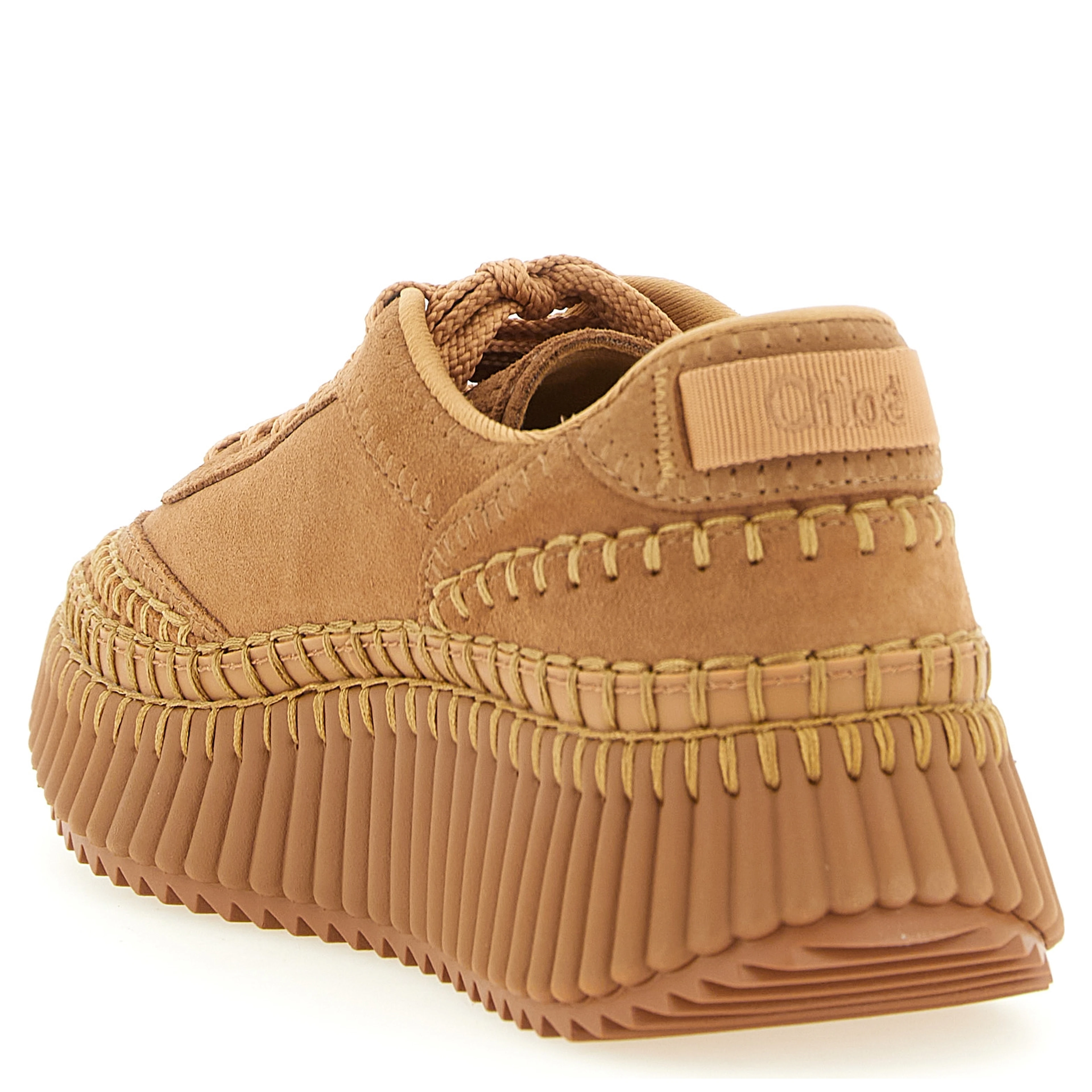 Beige Polyester Platform Sneakers