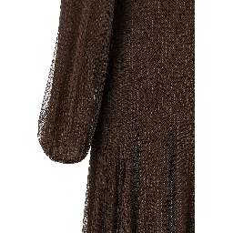 Brown Polyester Long Dress