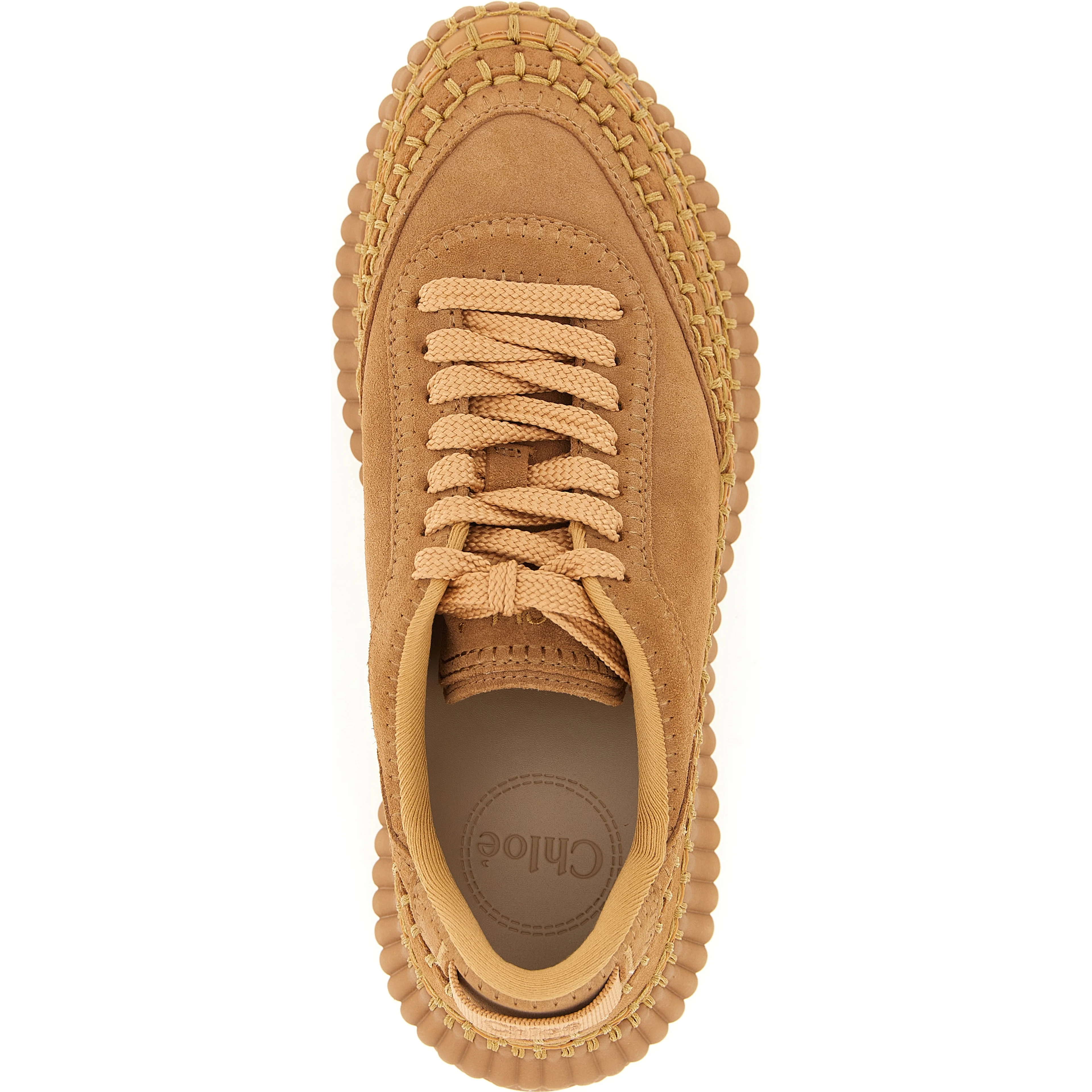 Beige Polyester Platform Sneakers