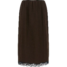 Brown Marabou Midi Skirt