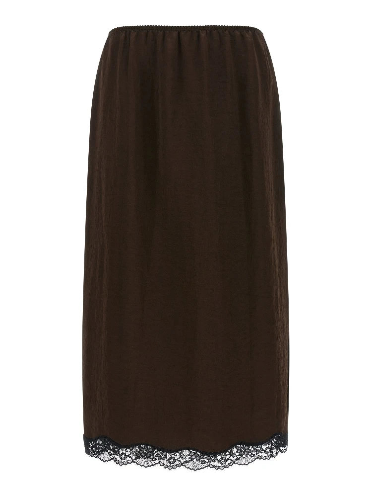 Brown Marabou Midi Skirt