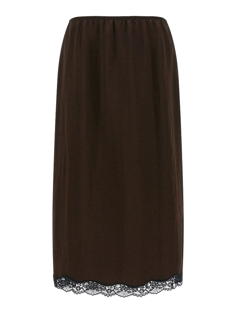 Brown Marabou Midi Skirt