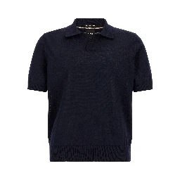 Blue Virgin Wool Polo Shirt