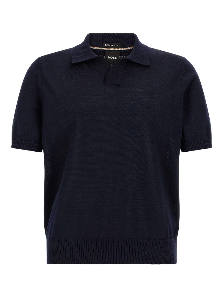 Blue Virgin Wool Polo Shirt