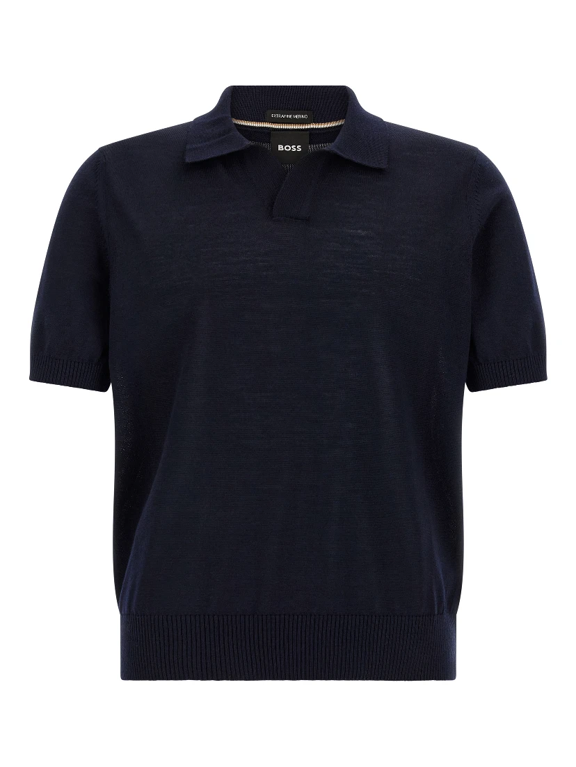 Blue Virgin Wool Polo Shirt