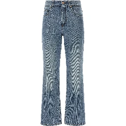 Blue Cotton Cropped Jeans