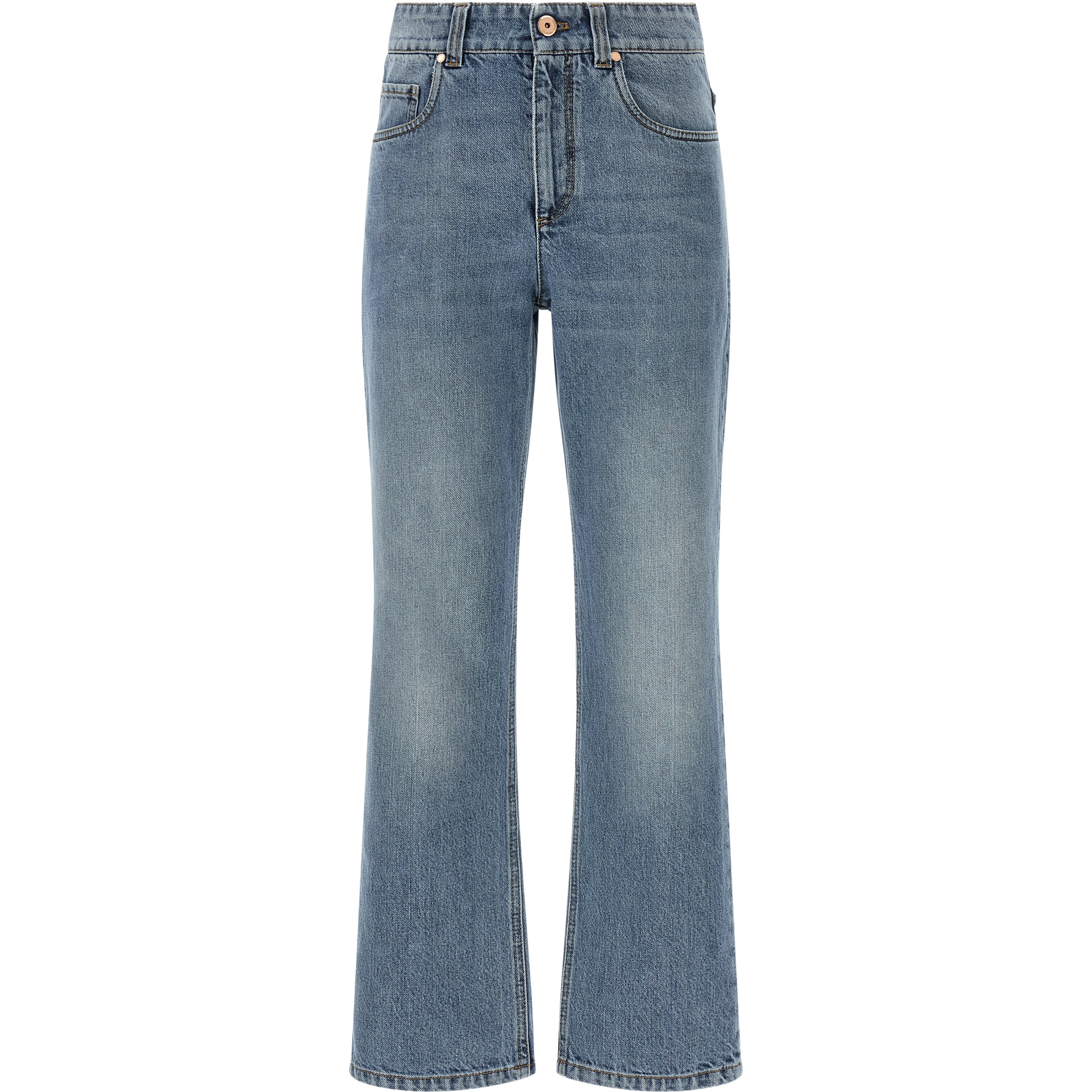 Blue Cotton Cropped Jeans