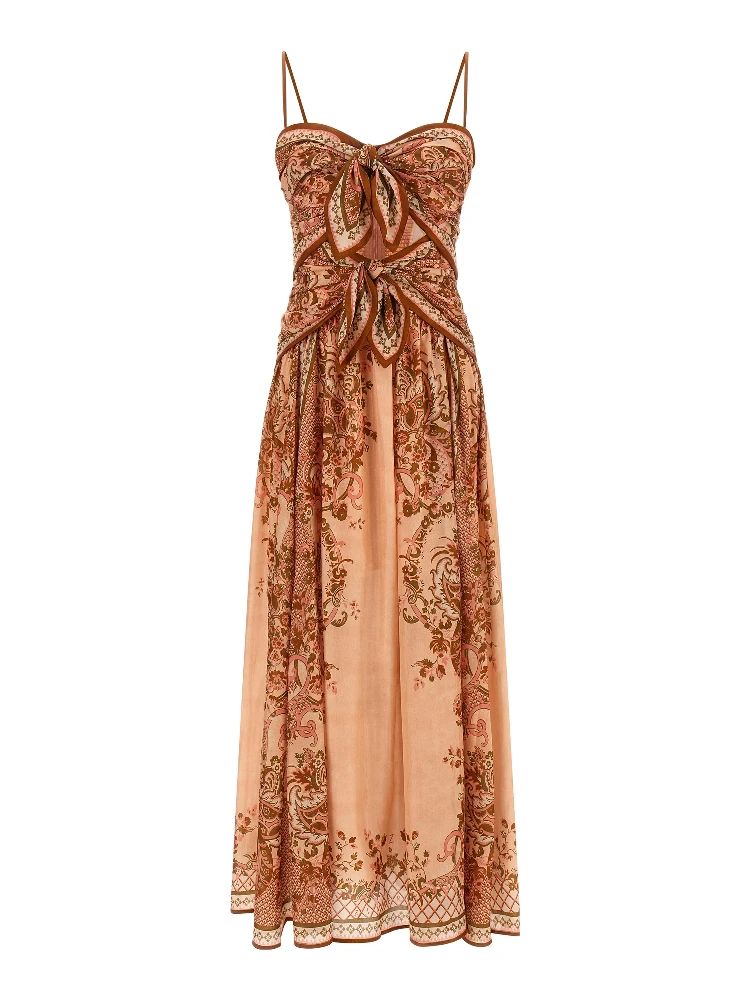 Multicolor Silk Midi Dress