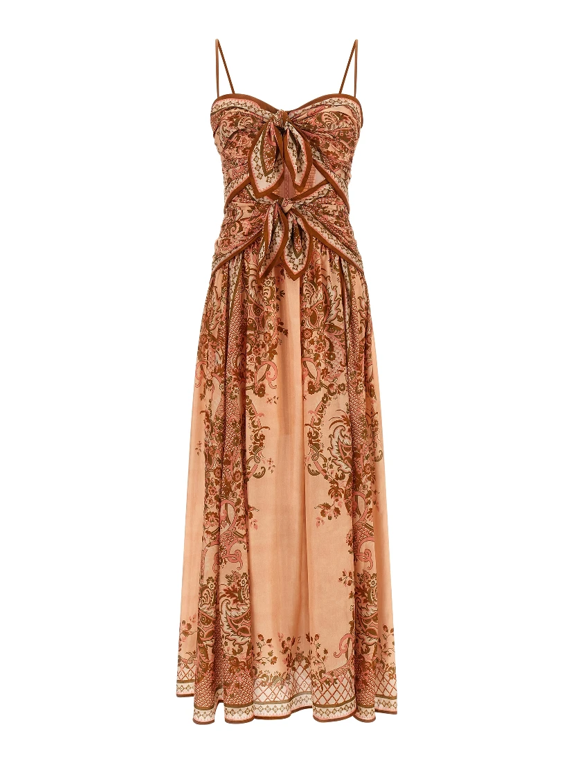 Multicolor Silk Midi Dress