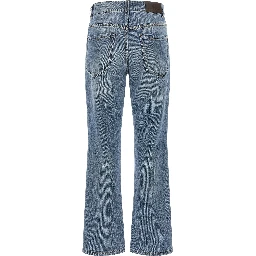 Blue Cotton Cropped Jeans