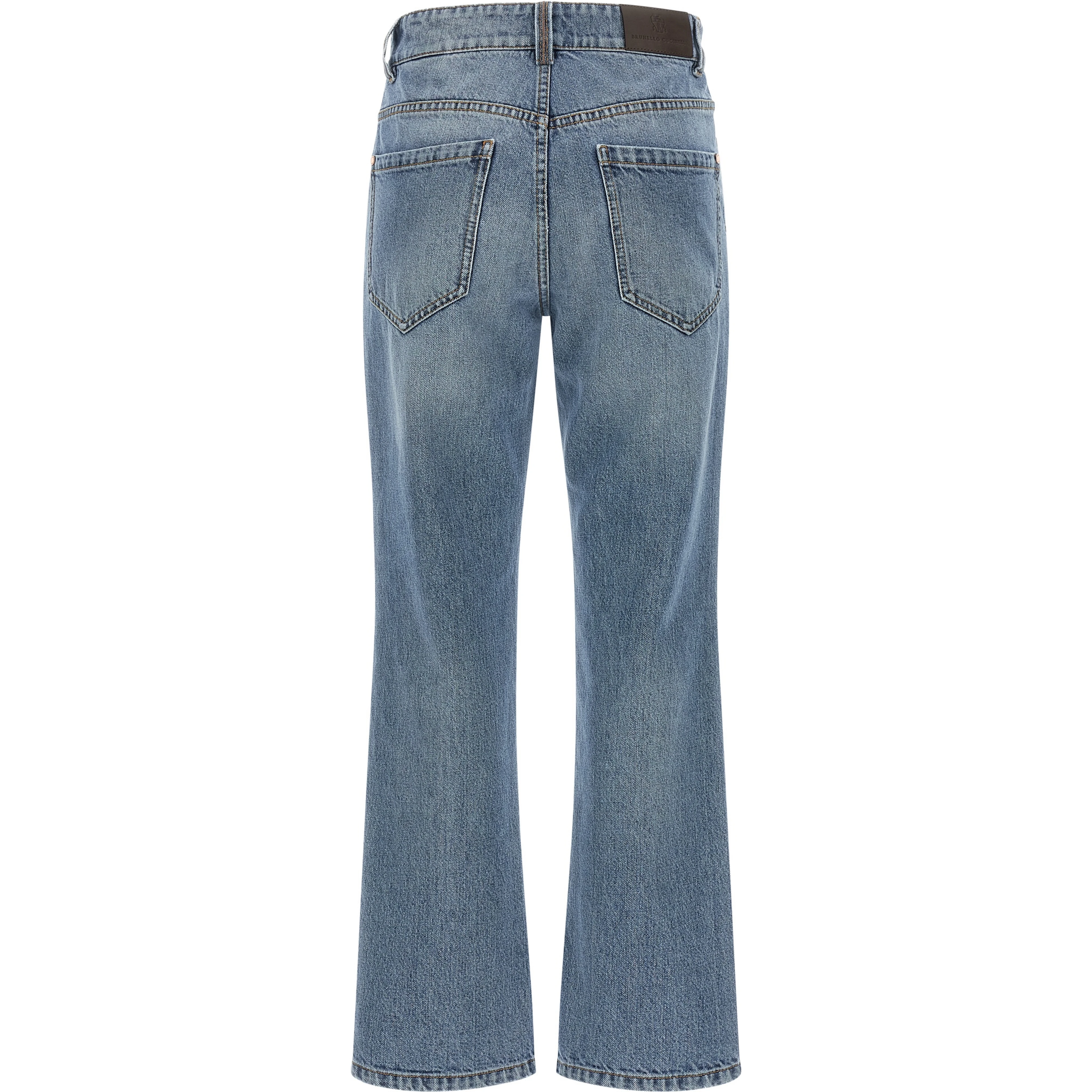 Blue Cotton Cropped Jeans