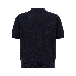 Blue Virgin Wool Polo Shirt