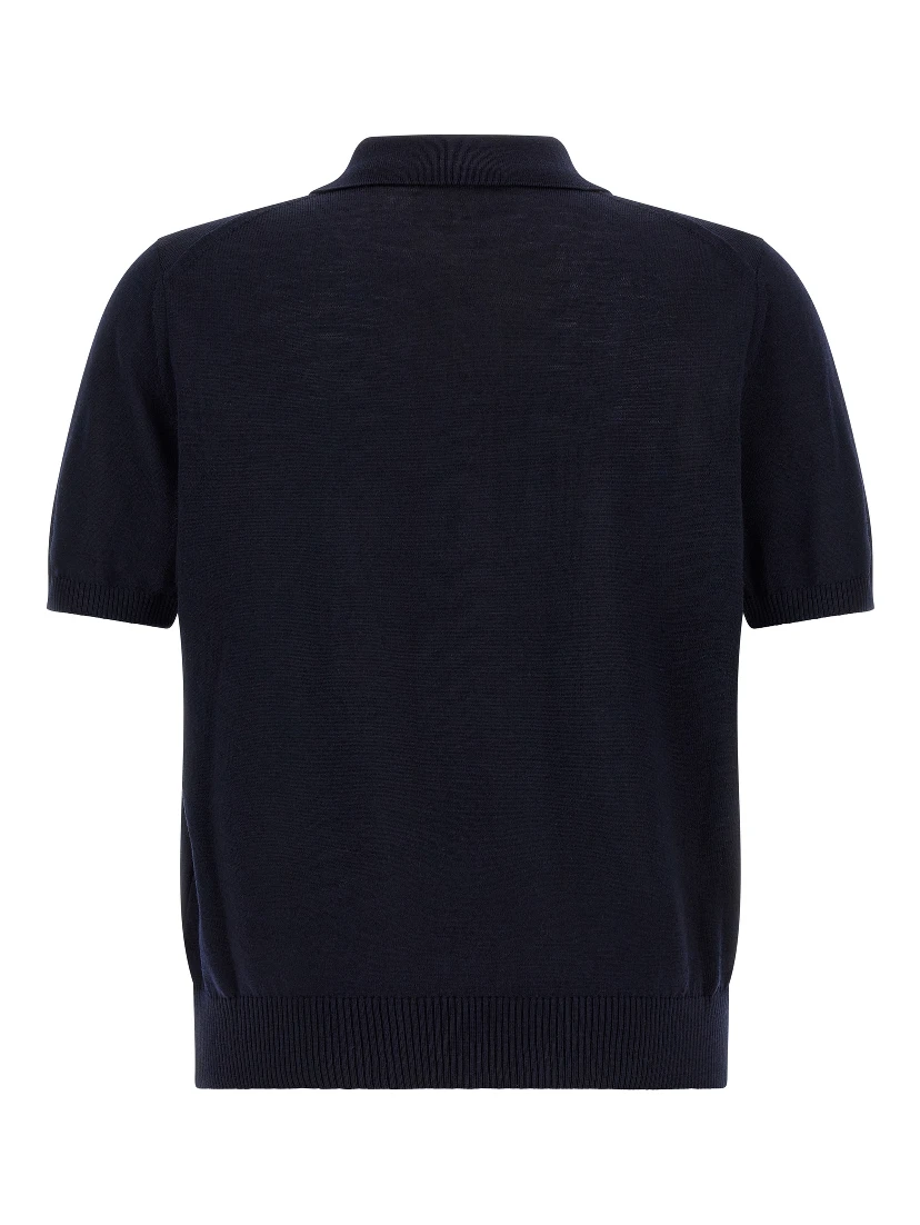 Blue Virgin Wool Polo Shirt