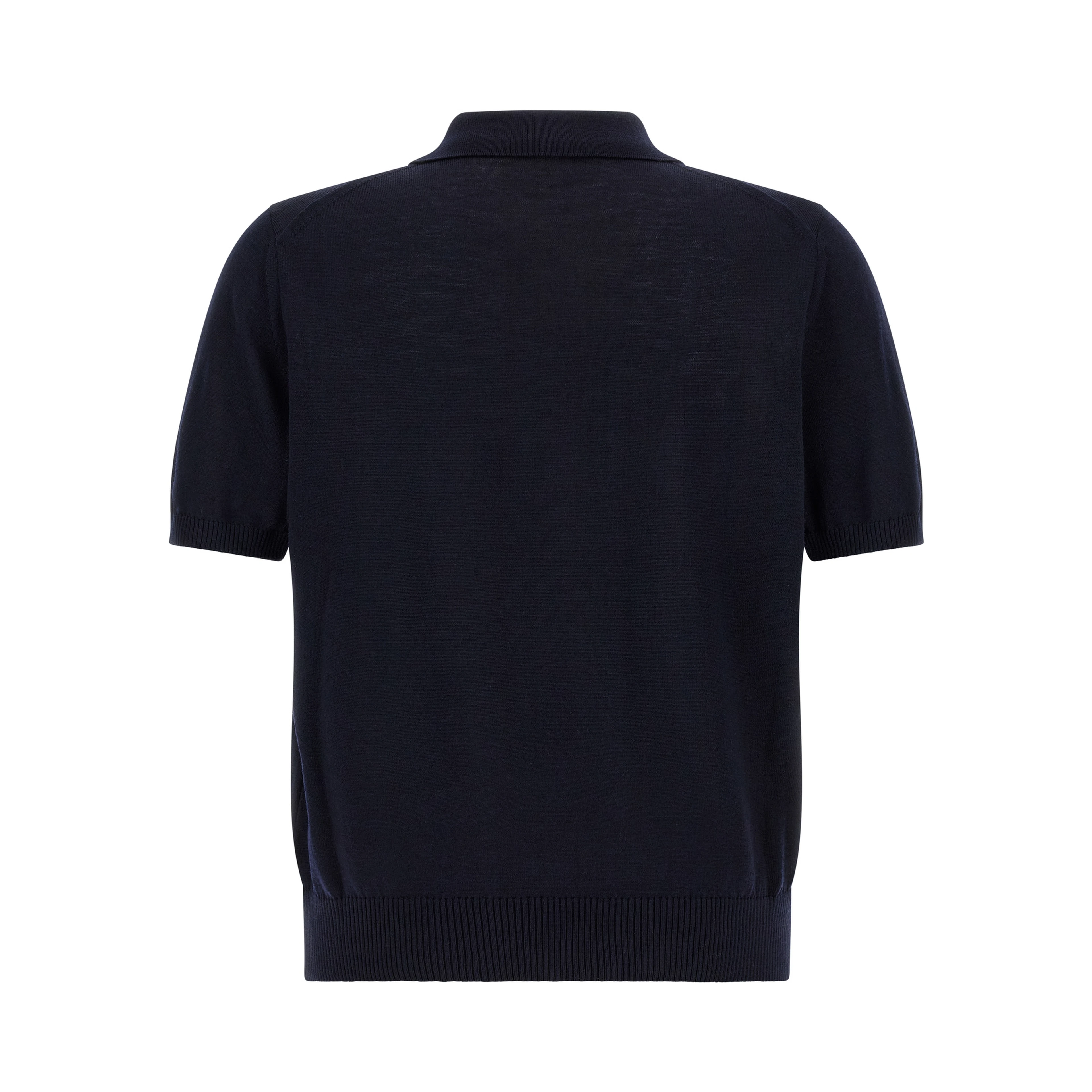 Blue Virgin Wool Polo Shirt