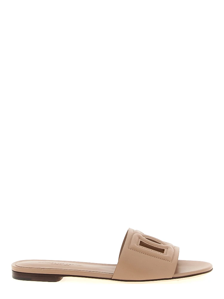 Beige Calfskin Slides