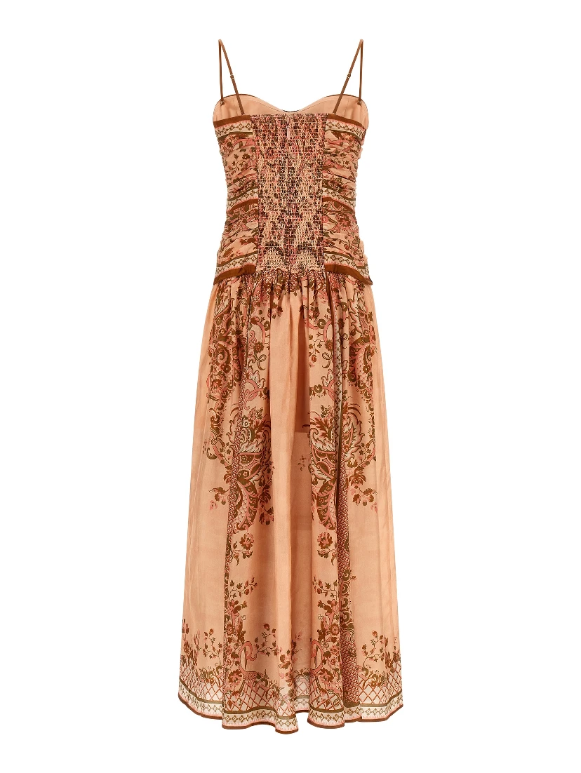 Multicolor Silk Midi Dress
