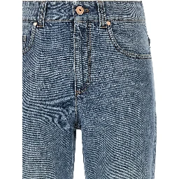 Blue Cotton Cropped Jeans