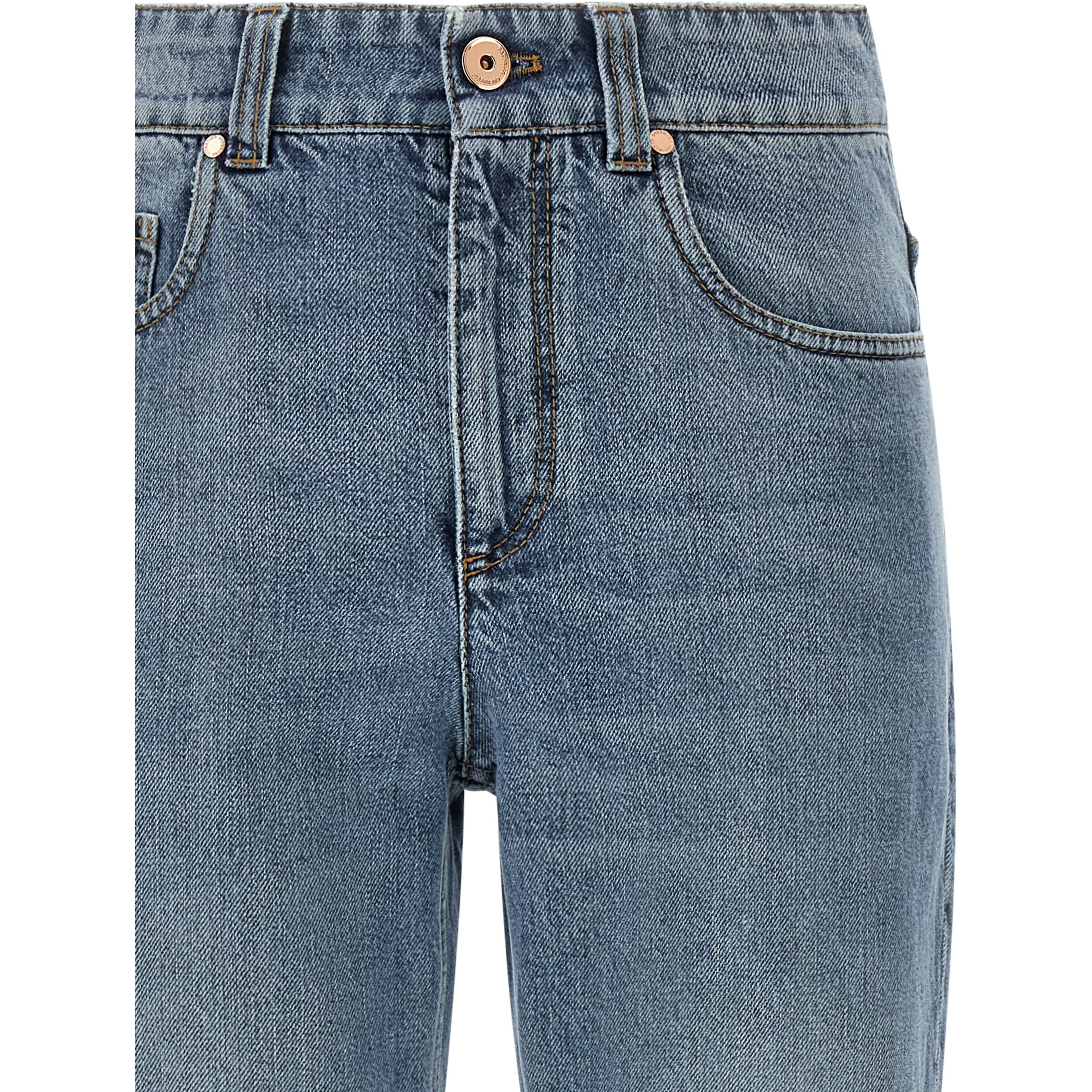 Blue Cotton Cropped Jeans