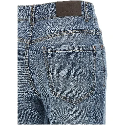 Blue Cotton Cropped Jeans