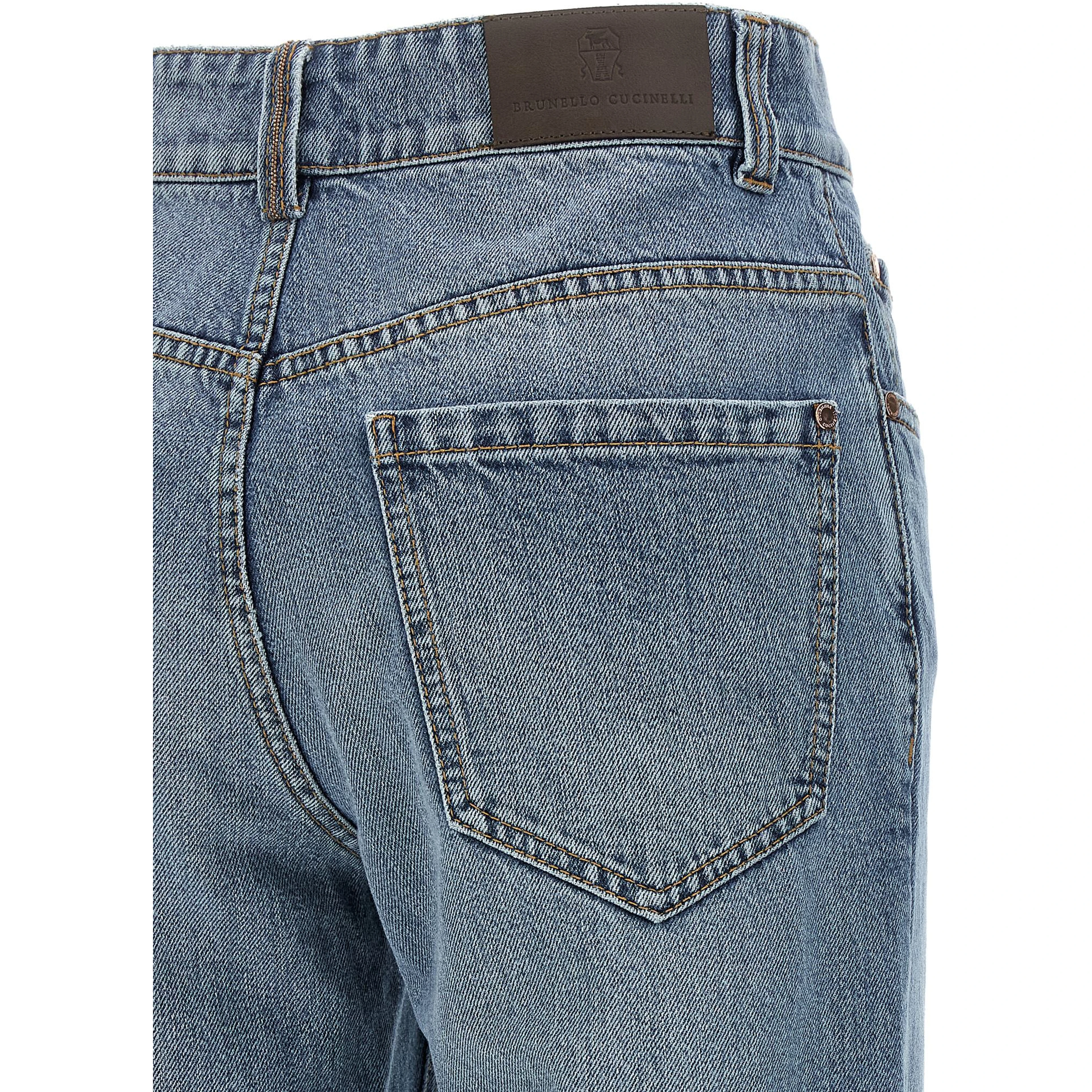 Blue Cotton Cropped Jeans