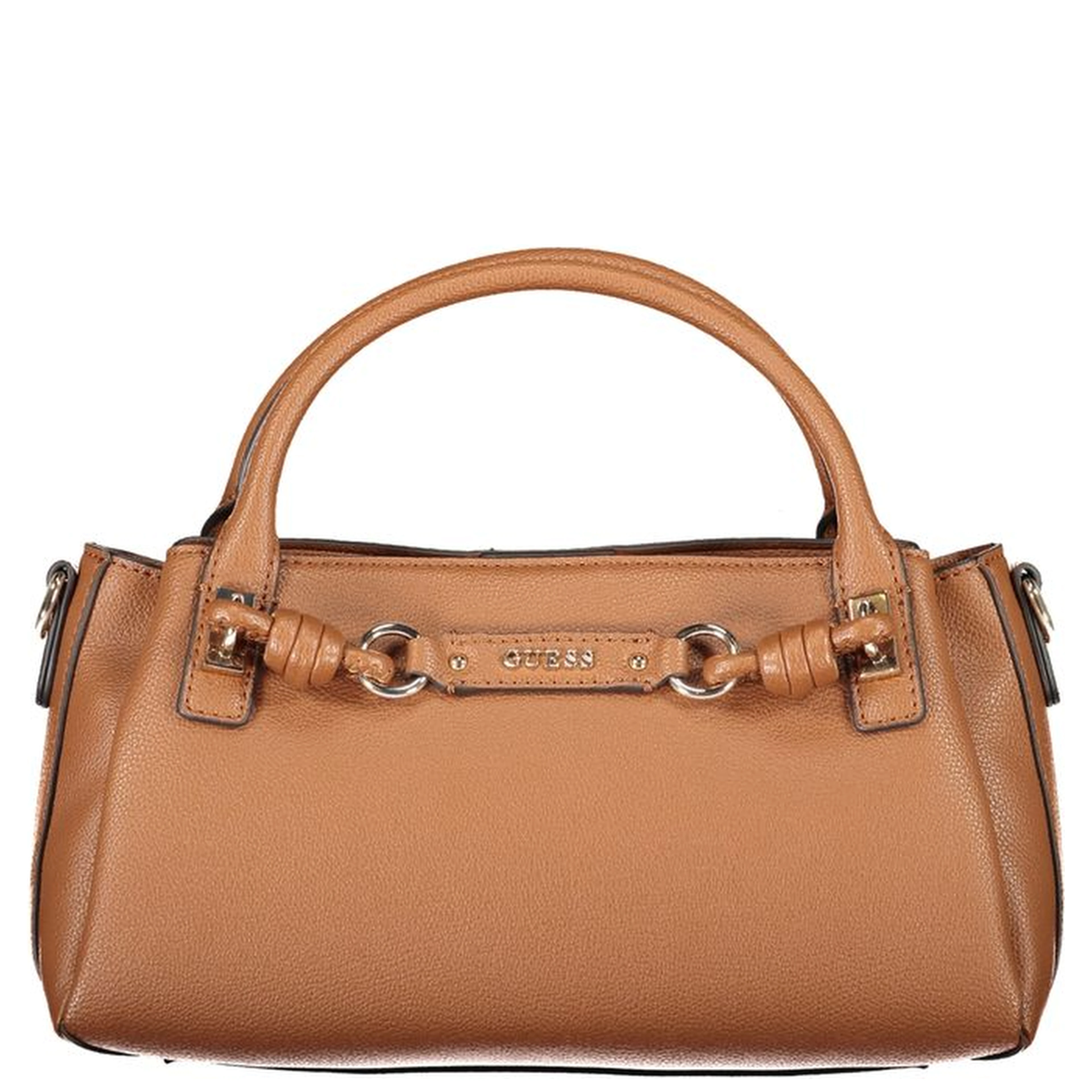 Brown Polyurethane Women's Bag with Adjustable Strap