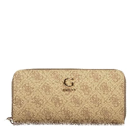 Beige Polyurethane Women's Wallet with Functional Compartments