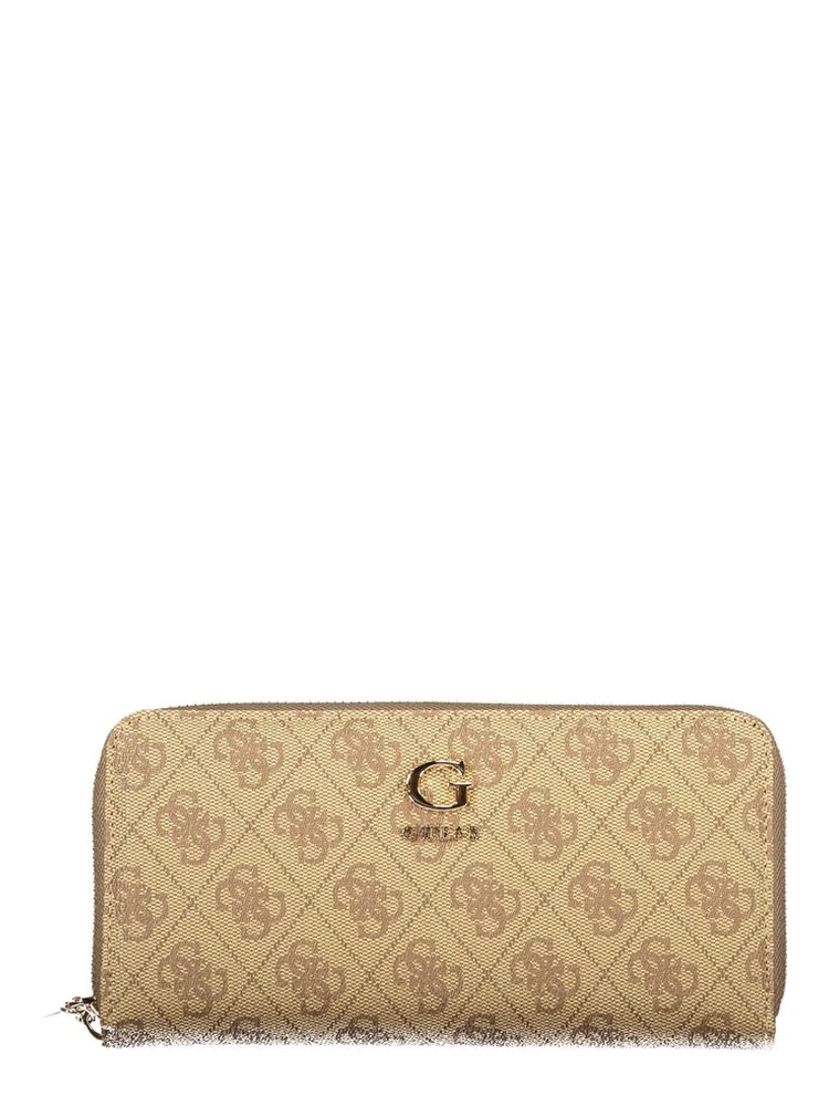 Beige Polyurethane Women's Wallet with Functional Compartments