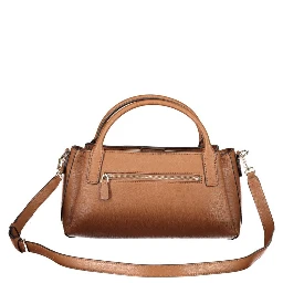 Brown Polyurethane Women's Bag with Adjustable Strap