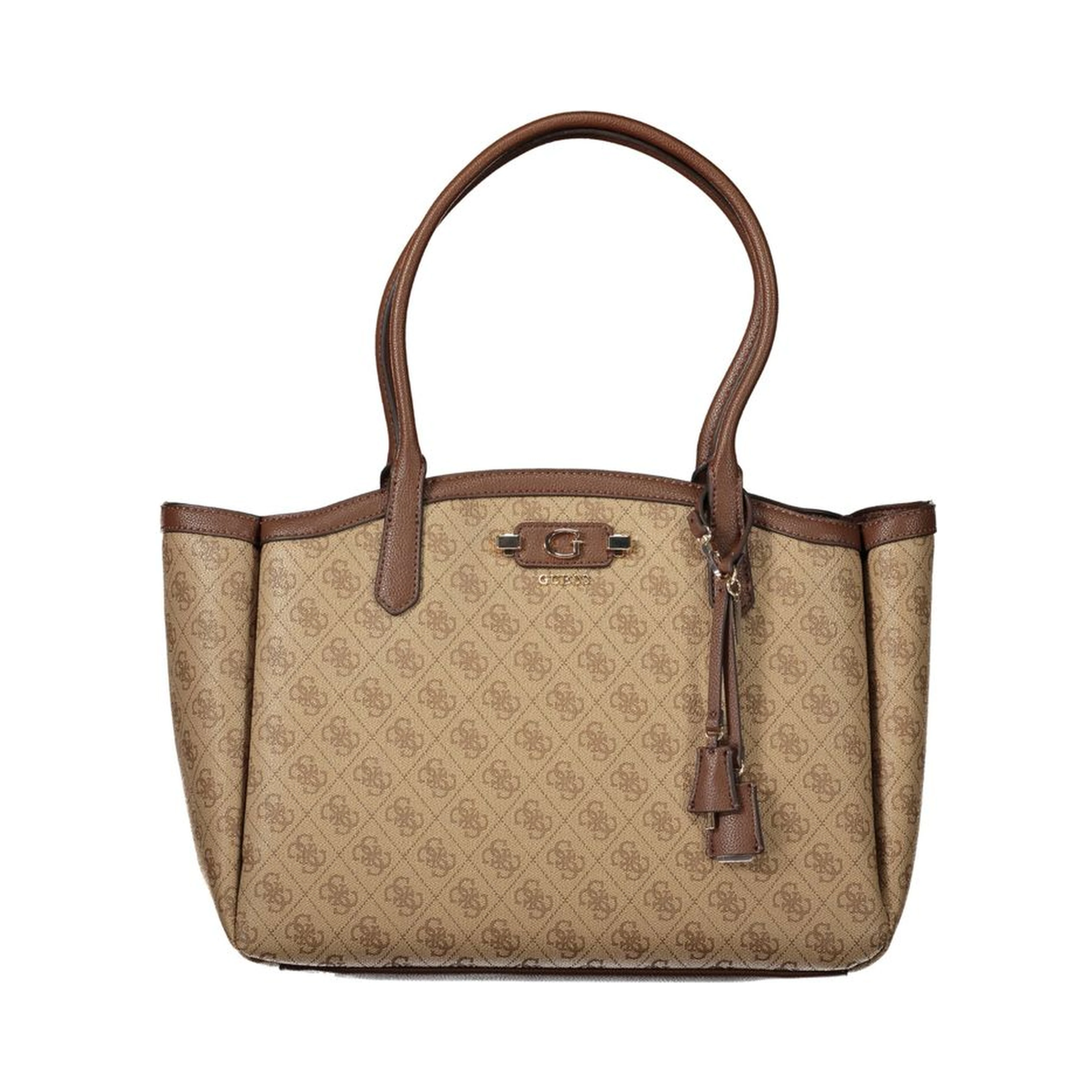 Beige Polyurethane Womens Bag