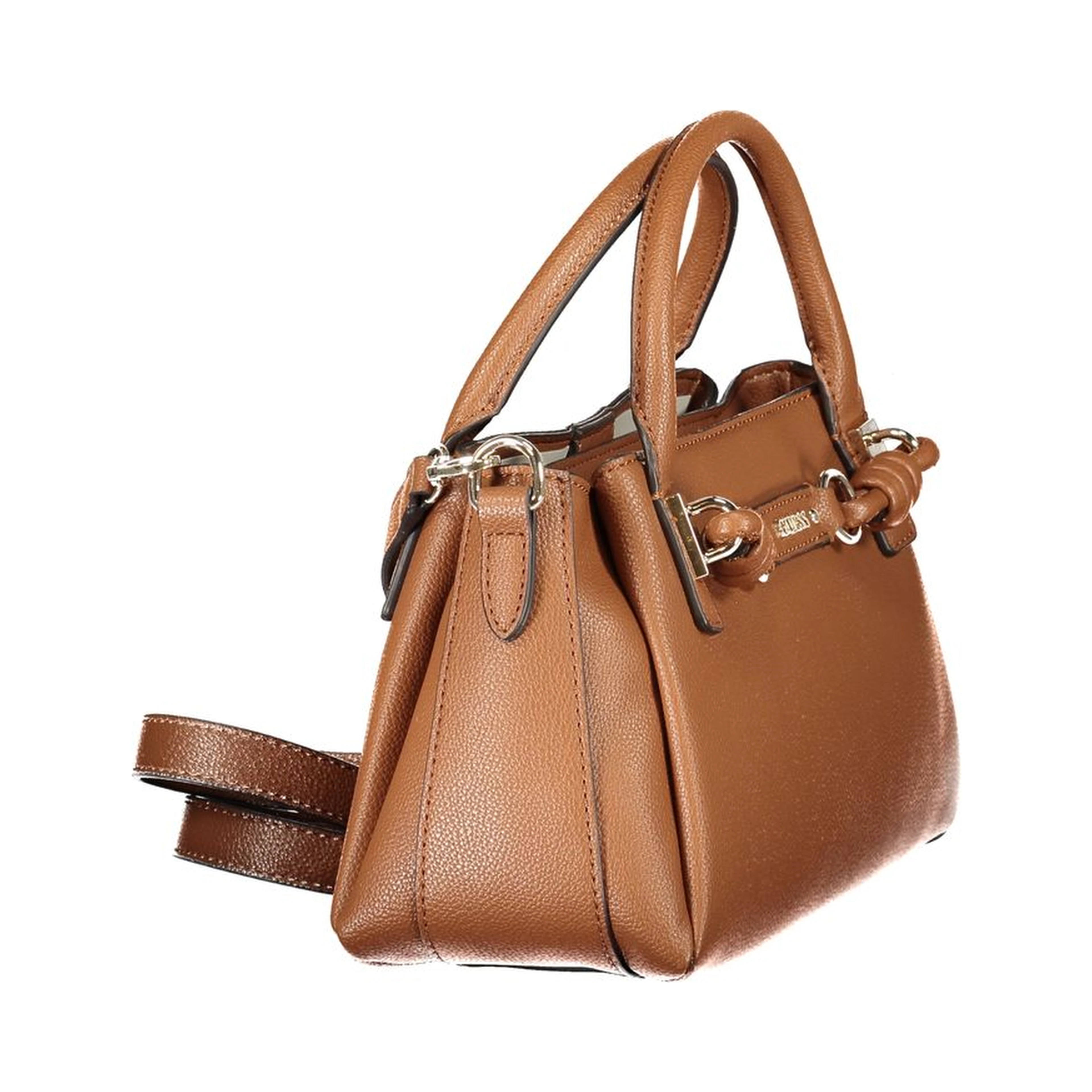 Brown Polyurethane Women's Bag with Adjustable Strap