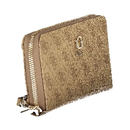 Beige Polyurethane Women's Wallet with Functional Compartments